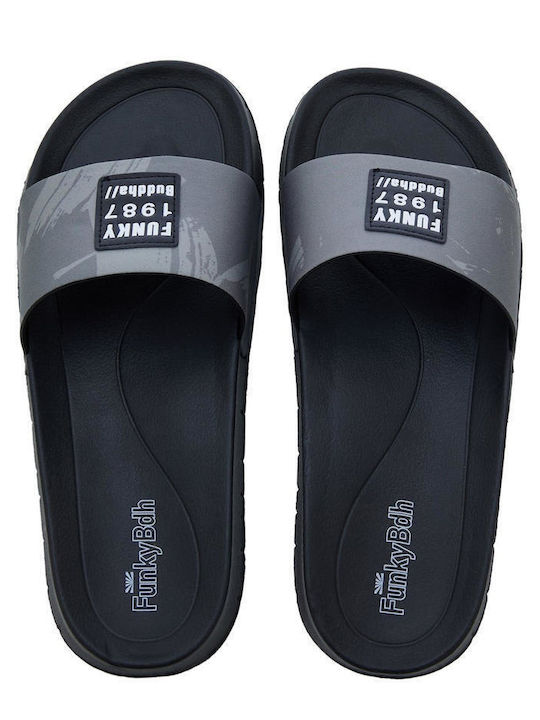 Funky Buddha FBM007-01408 Men's Slides Black FBM007-014-08-BLACK