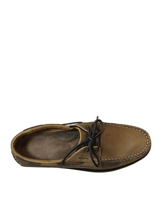Men's Leather Boat Shoes Khaki