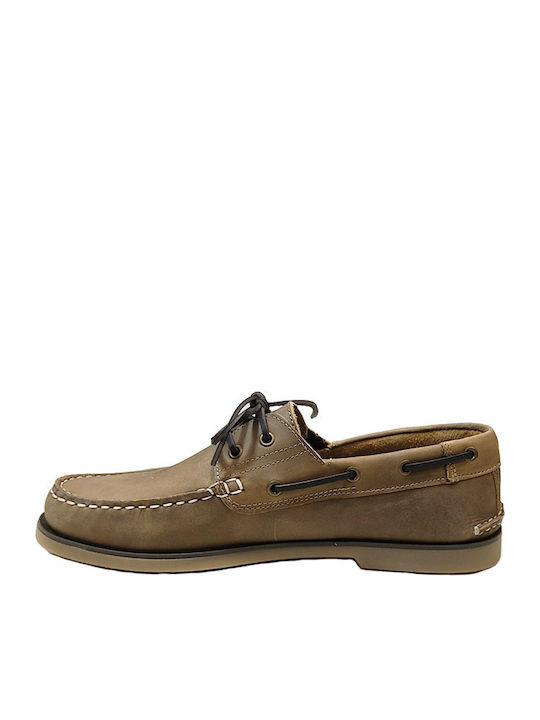 Men's Leather Boat Shoes Khaki