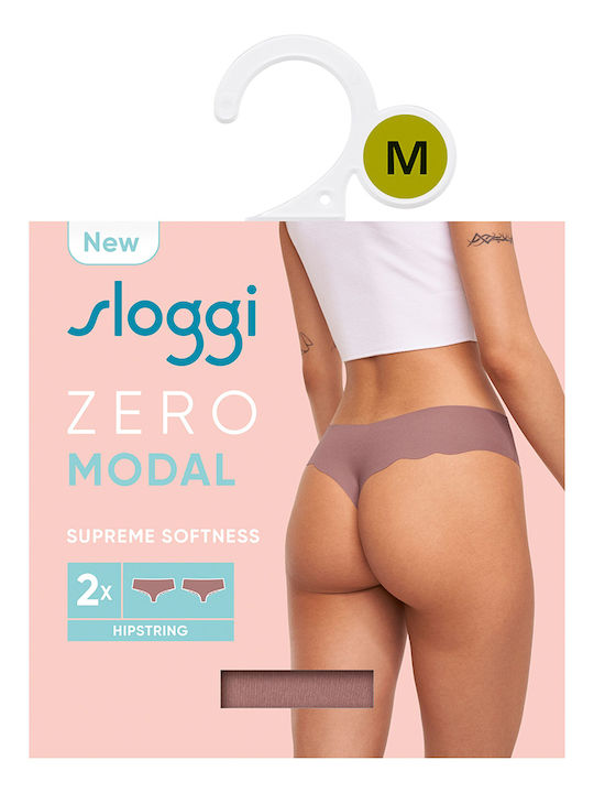 Zero Modal 2.0 Γυναικεία String 2Pack χωρίς Ραφές Κακάο