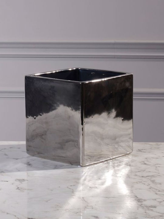 Supergreens Übertopf Keramik Silber 21x21x21εκ.