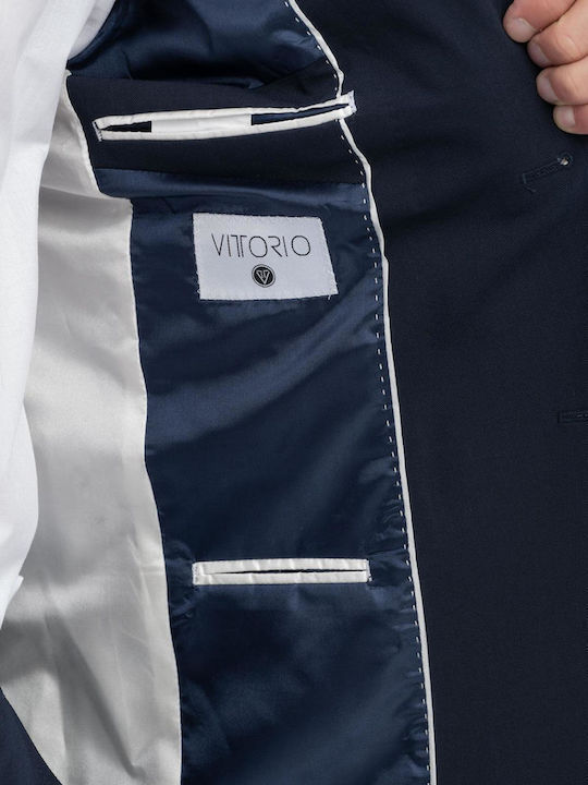 Paolo Summer Men's Suit with Slim Fit Navy Blue