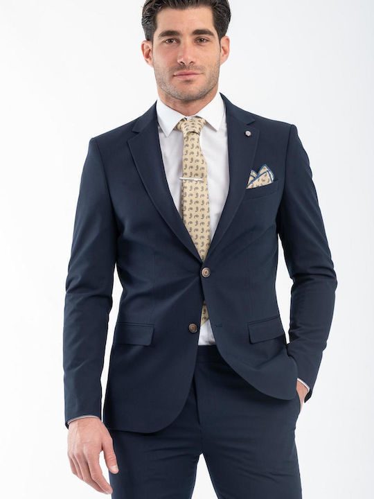 Paolo Summer Men's Suit with Slim Fit Navy Blue