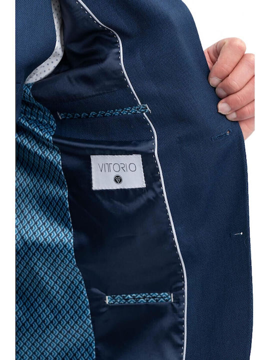 Men's Summer Suit with Vest Navy Blue