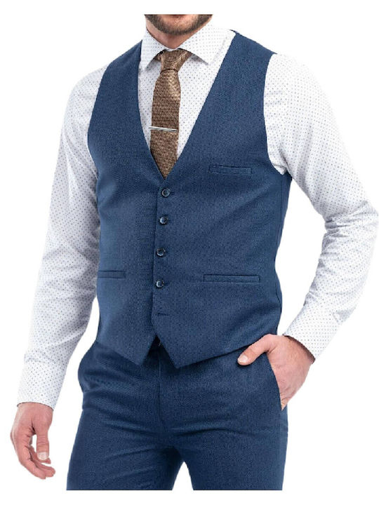 Men's Summer Suit with Vest Navy Blue