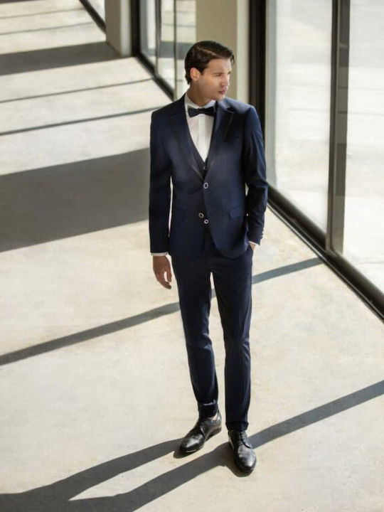 Venezzia Summer Men's Groom's Suit with Vest Navy Blue
