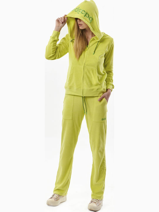 071317 Women's Sweatshirt Jacket Hooded Lime