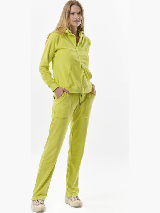 071317 Women's Sweatshirt Jacket Hooded Lime
