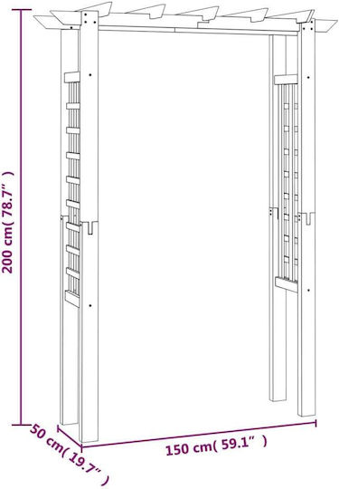 Arcadă De Grădină Din Lemn Cu Design În Grilă Pătrat Culoare Bej 150x60x204cm