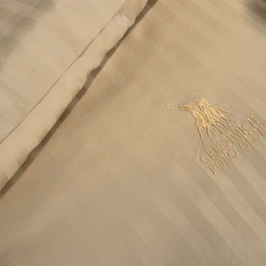 Greenwich Polo Club Duvet Cover Set Cotton Satin Queen with 2 Pillowcases 220x240 2153 Gold
