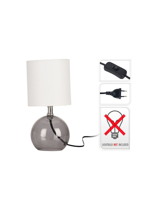 H&S H&S Glass Table Lamp for Socket E14 with White Shade and Transparent Base