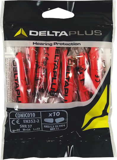 Delta Plus CONIC010 Ωτοασπίδες σε Κόκκινο Χρώμα 10τμχ