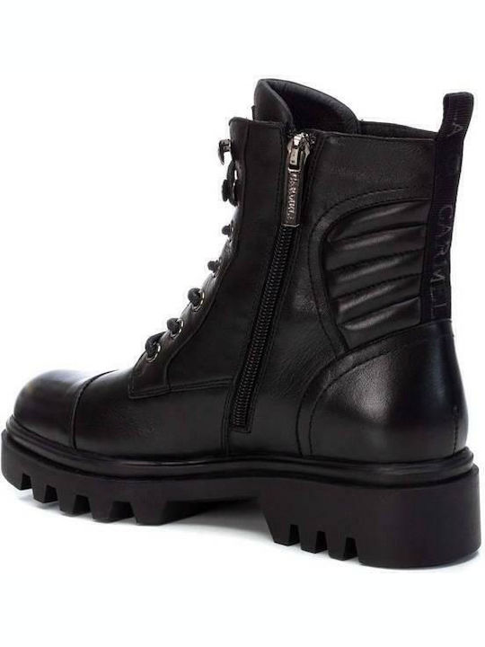 Leder Stiefeletten Damen Schwarz