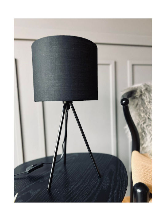 H&S H&S Wood Table Lamp for Socket E14 with Black Shade and Base