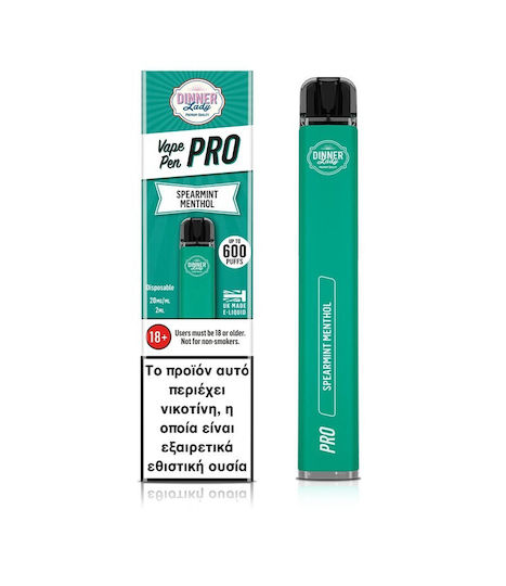 Dinner Lady Pro Електронна Цигара за Еднократна Употреба 600 Вдишвания Spearmint Menthol 2мл 20мг Кафяв