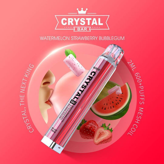 Crystal Vape Einweg-E-Zigarette 600 Einweg-E-Zigaretten Watermelon Strawberry Bubblegum ohne Nikotin 2ml Rosa