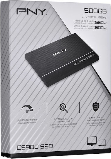 PNY CS900 SSD 500GB Тип 2.5'' Със Свързване SATA III SSD7CS900-500-RB