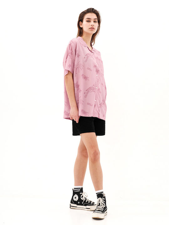 231.EW61.21 Kurzärmelig Damen Hemd Rosa Druck