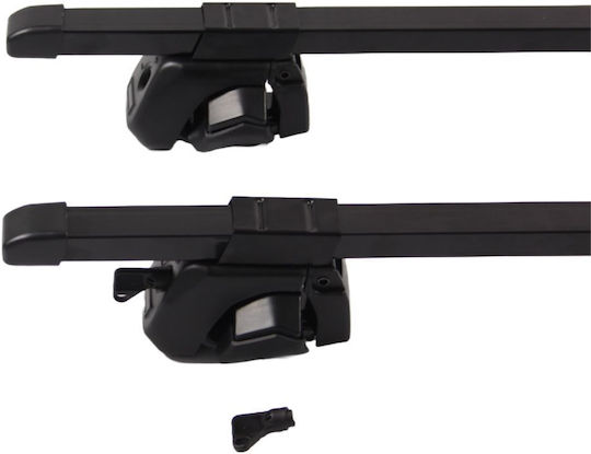 Steel Car Roof Bars 120cm Universal for Cars with Factory Bars Set with Roof Rack Legs and Lock Black