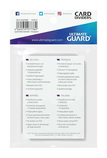 Ultimate Guard Card Dividers Card Divider Standard Size Clear