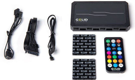Gelid Solutions Amber 8 Pro Bundle Корпусен вентилатор 120мм с RGB осветление и връзка 4-изводна ШИМ 5бр Черен