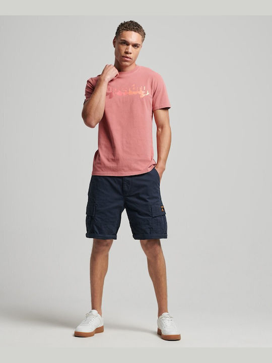 Superdry Vintage Shadow Ανδρικό T-shirt Canyon Rose με Στάμπα