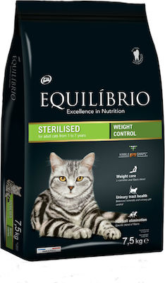 Equilibrio Sterilised Weight Control Dry Food for Adult Neutered Cats with Chicken 7.5kg