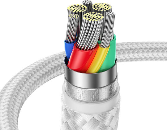 Joyroom Braided USB-C to Lightning Cable White 0.25m