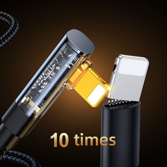Joyroom S-CL020A6 Ъгъл (90°) / Плетена USB-C към Lightning кабел 20W Черен 1.2м