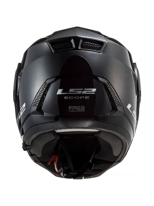 LS2 Scope FF902 Solid Black Motorcycle Helmet Flip-Up ECE 22.05 1650gr with Sun Visor