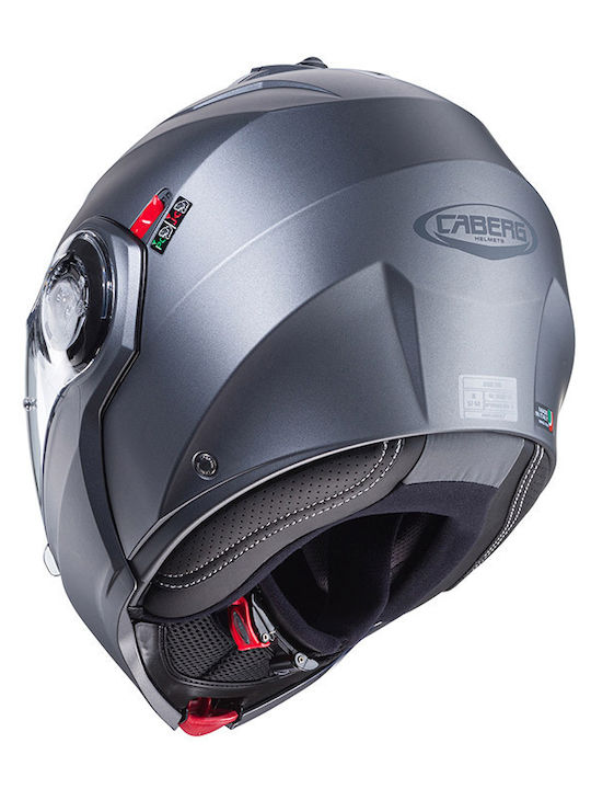 Caberg Duke Evo Matt Gun Metal Motorcycle Helmet Flip-Up ECE 22.06 1600g with Pinlock and Sun Visor