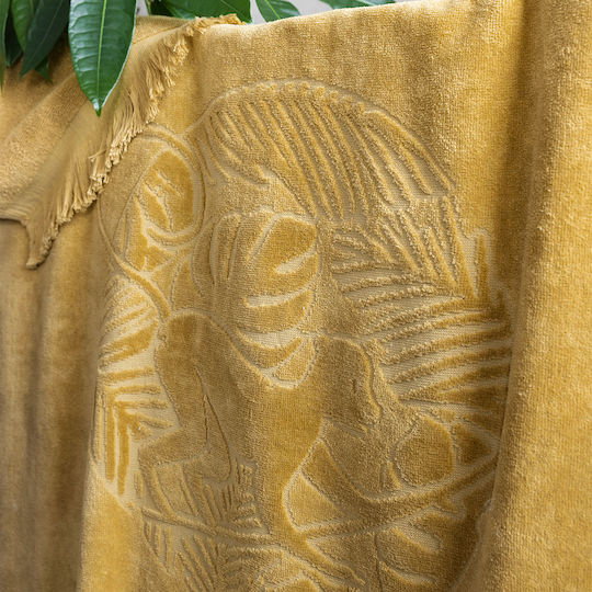 Nima Suntan Cotton Brown Beach Towel with Fringes 160x90cm