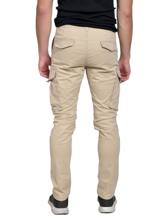 Vcode Men's Trousers Cargo Elastic Beige