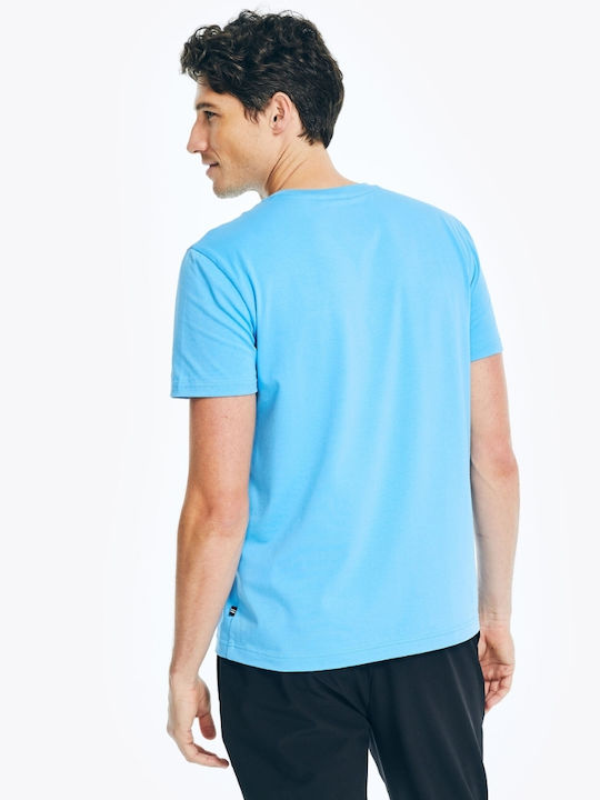 Nautica Αθλητικό Ανδρικό T-shirt Azure Blue Μονόχρωμο