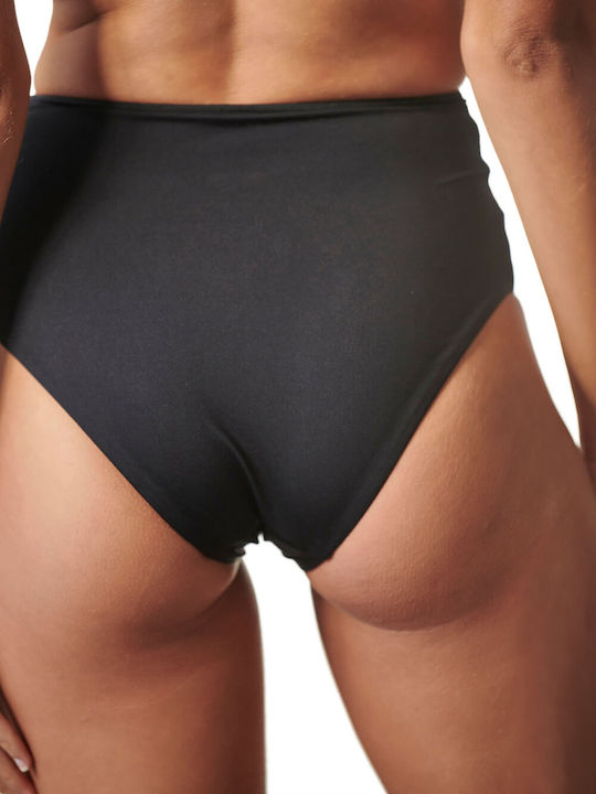 Solids Bikini Slip High Waist Black