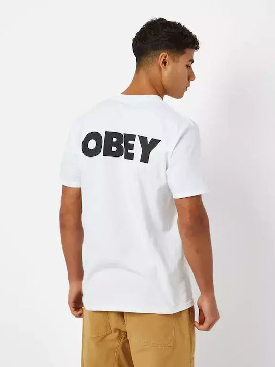 Obey Bold 2 Classic T-shirt Bărbătesc cu Mânecă Scurtă Alb