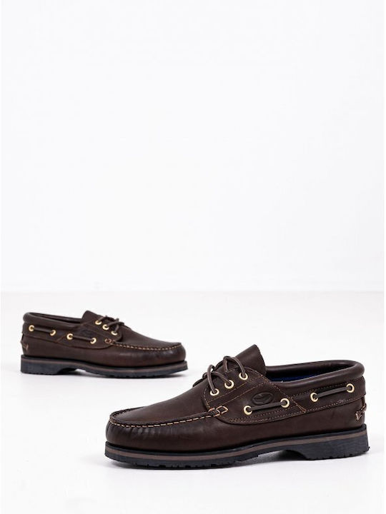 Δερμάτινα Ανδρικά Boat Shoes σε Καφέ Χρώμα