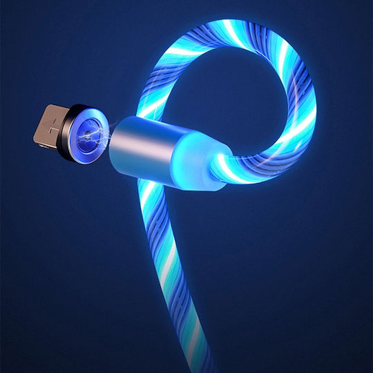 Techsuit LED USB to Lightning / Type-C / micro USB Cable Μπλε 1m (KF232285)
