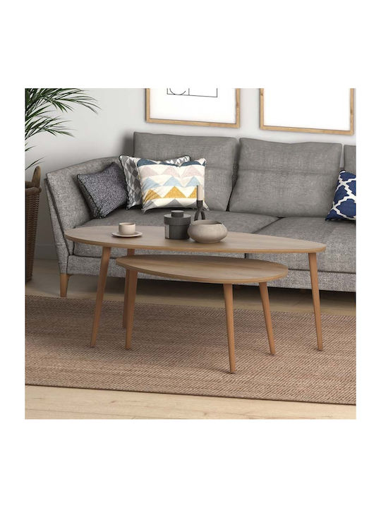Elips Kaffeetisch Zentral Holzbeige 2Stücke M116xL46xH46cm Megapap