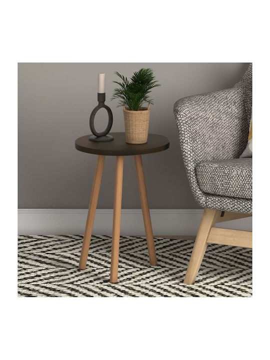 Round Side Coffee Table Roma Wooden Brown W33.5xL33.5xH46cm