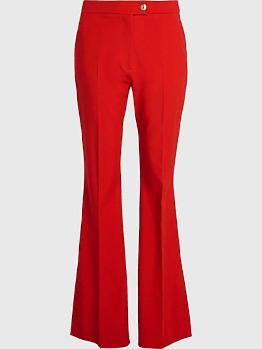 Women's High-waisted Fabric Trousers Flared Red