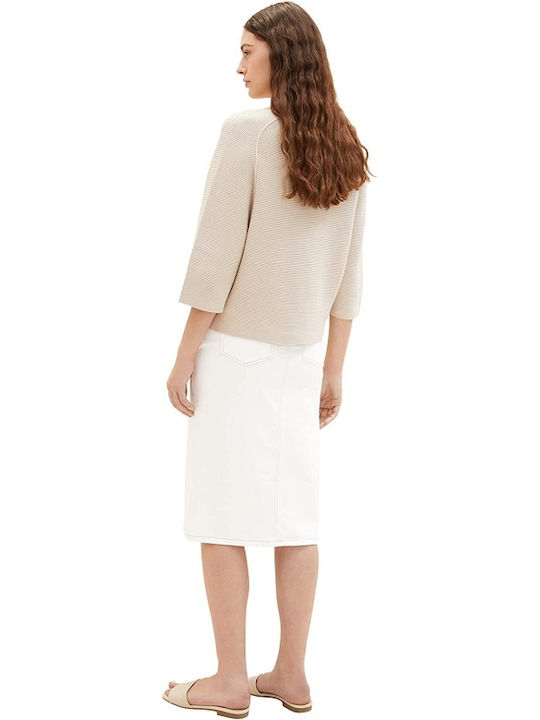 Tom Tailor Τζιν Midi Φούστα σε Λευκό χρώμα