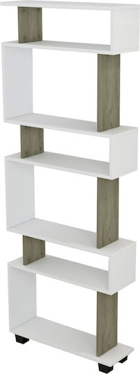 Bibliotecă Owl Olive Grey / Alb 60x19.5x165εκ.