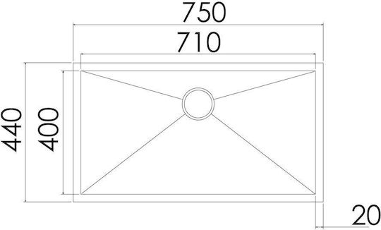 Excel Victoria 720MAS237 Υποκαθήμενος Νεροχύτης Inox Σατινέ Μ75xΠ44cm Ασημί