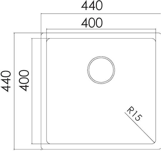 Excel Victoria 720MAS354 Unterbau Spüle Inox Satiniert B44xT44cm Silber