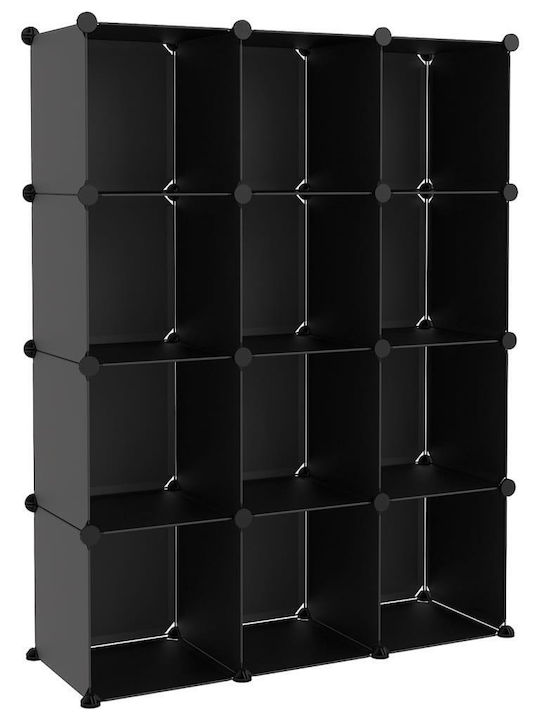 vidaXL Plastic Storage Box Black 12pcs