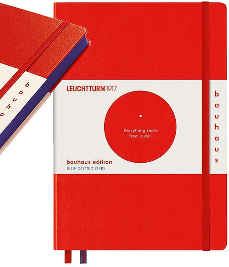 Leuchtturm1917 Bauhaus Edition Dotted Carnet A5 cu Puncte și Elastic Roșu