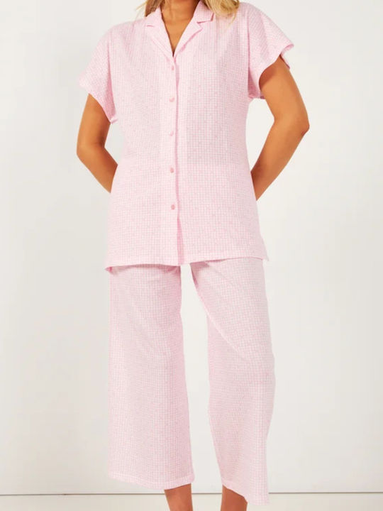 Harmony Sommer Damen Pyjama-Set Baumwolle Rosa