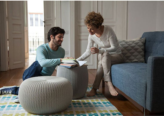 Πλαστικό Σκαμπό Εξωτερικού Χώρου Knit Γκρι 40.6x40.6x41.3cm