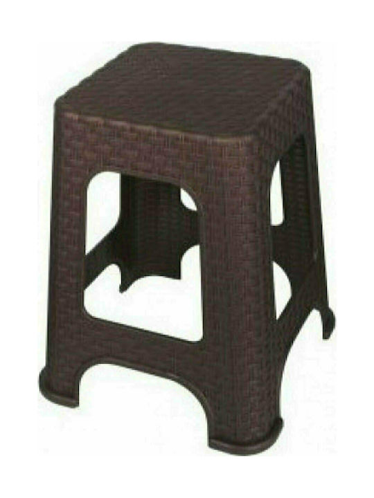 Plastic Stool Outdoor Rattan Καφέ 1pcs 38x38x46cm